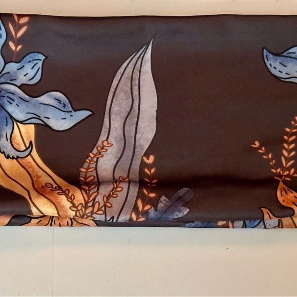 Vintage Style Brown & Blue Floral Silk Headband/Wristband - Stretchy, Stylish - Picture 8 of 16